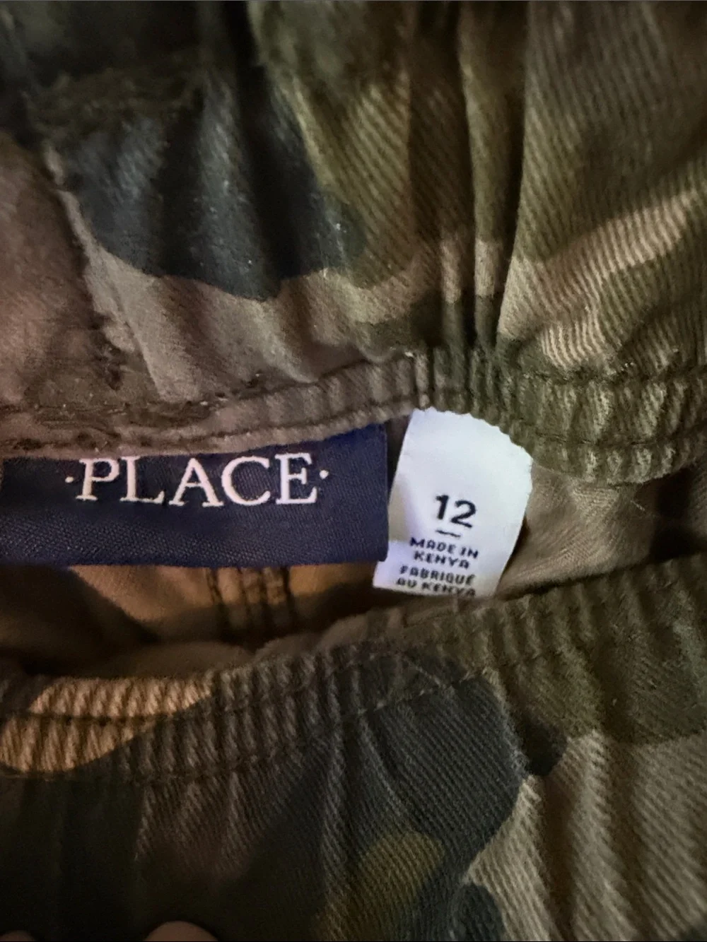 Place Boy’s Camouflage Cargo Pants - Olive & Tan. Size 12
